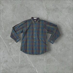 Green Navy Burgundy Plaid Button Up